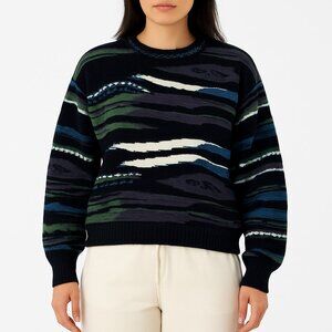 Bachrach Vintage Crewneck Knit Sweater Sweatshirt Size Medium Blue Black